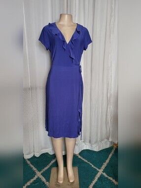 Elegant Royal Blue Ruffle Wrap Dress